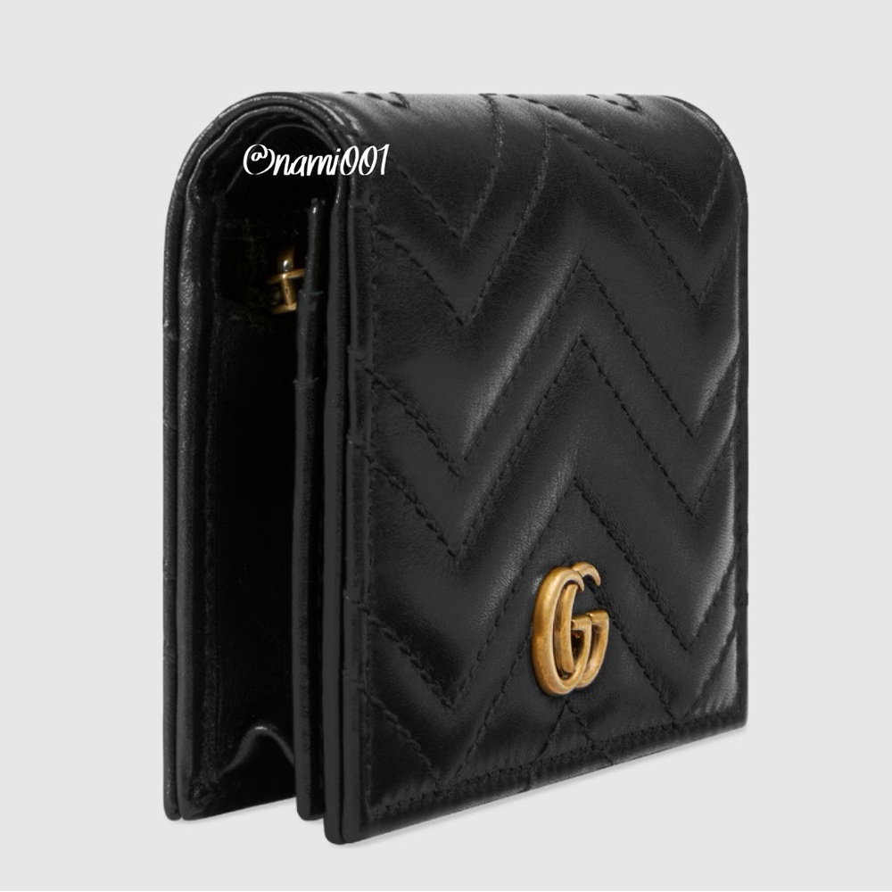 Gucci Black Compact Wallet with Gold GG Logo - Picture 8 of 9